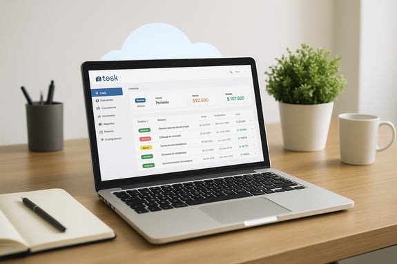 Plataforma de Tesk mostrando sistema contable en la nube